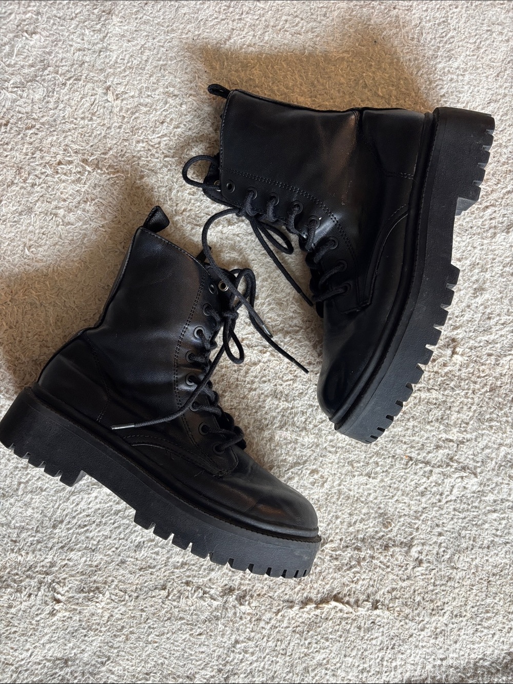 Zara Black Lace-Up Chunky Platform Kids Boots
